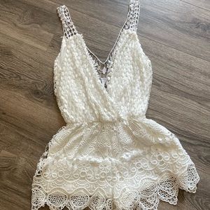 Dainty Hooligan White Lace Romper